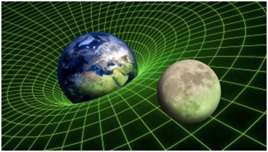 The Earth causes a curvature in spacetime. 
Credit: Shutterstock.
