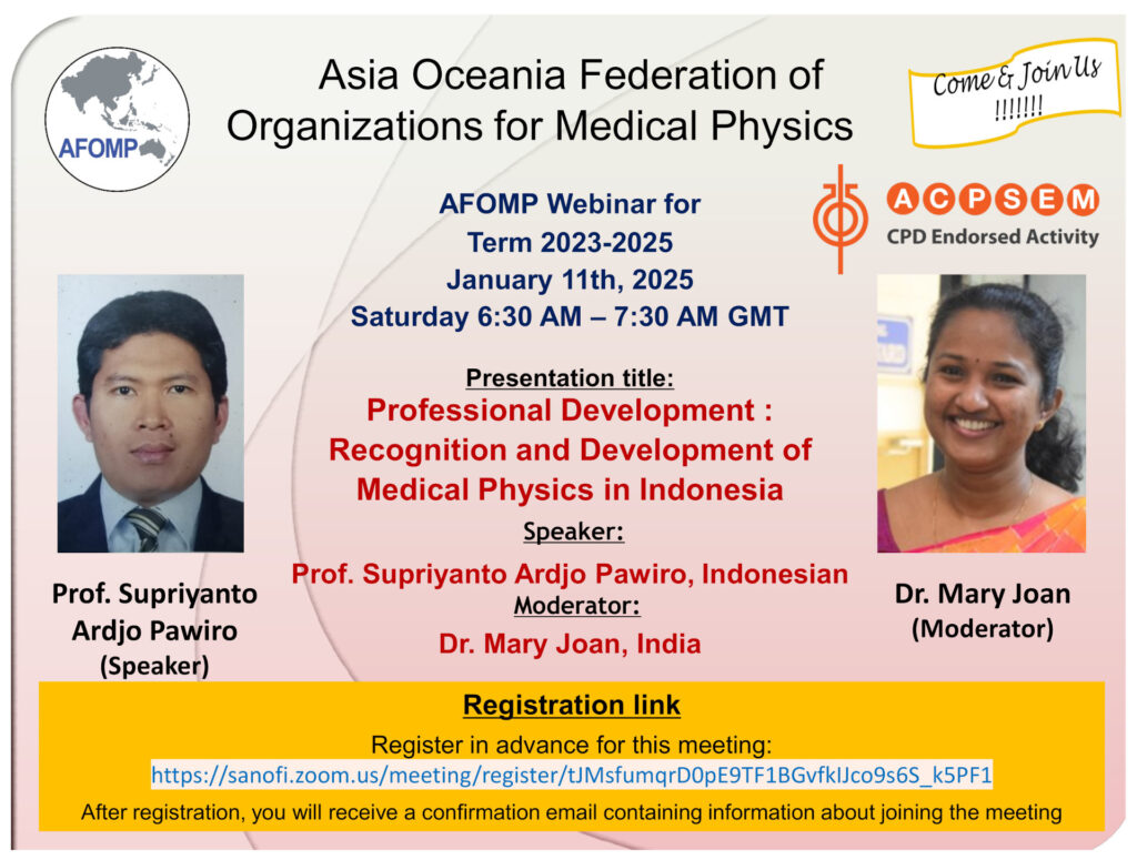 Register for AFOMP Monthly Webinar on Jan 11, 2025 !