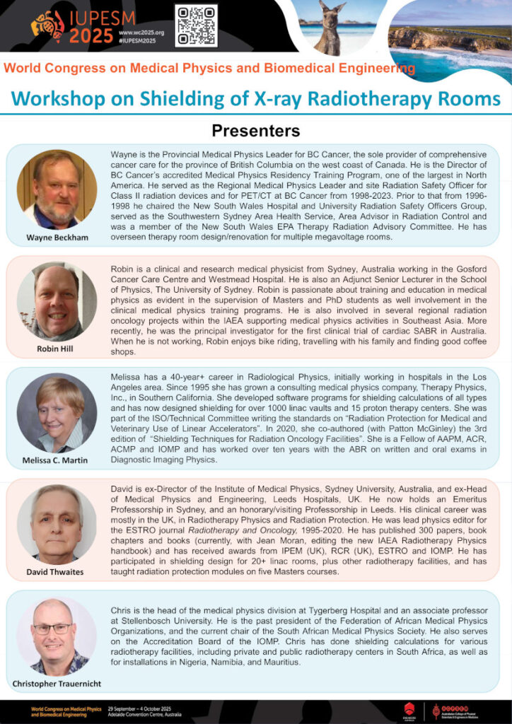 Know more about Presenters for Shielding of X-ray Radiotherapy Rooms Workshop at IUPSEM, 2025 !